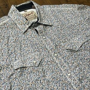 Rafter C Cowboy Collection Paisley Western Mens XL Short Sleeve Pearl Snap Shirt
